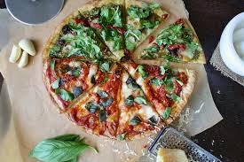 Mexican pizza with southwestern dressing and tortilla strips